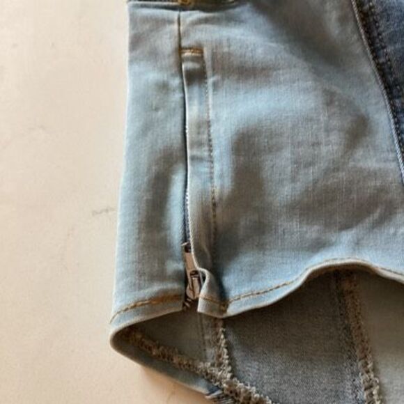 Forever 21 Two Tone Denim Bustier Crop Top Sz L - Picture 6 of 6